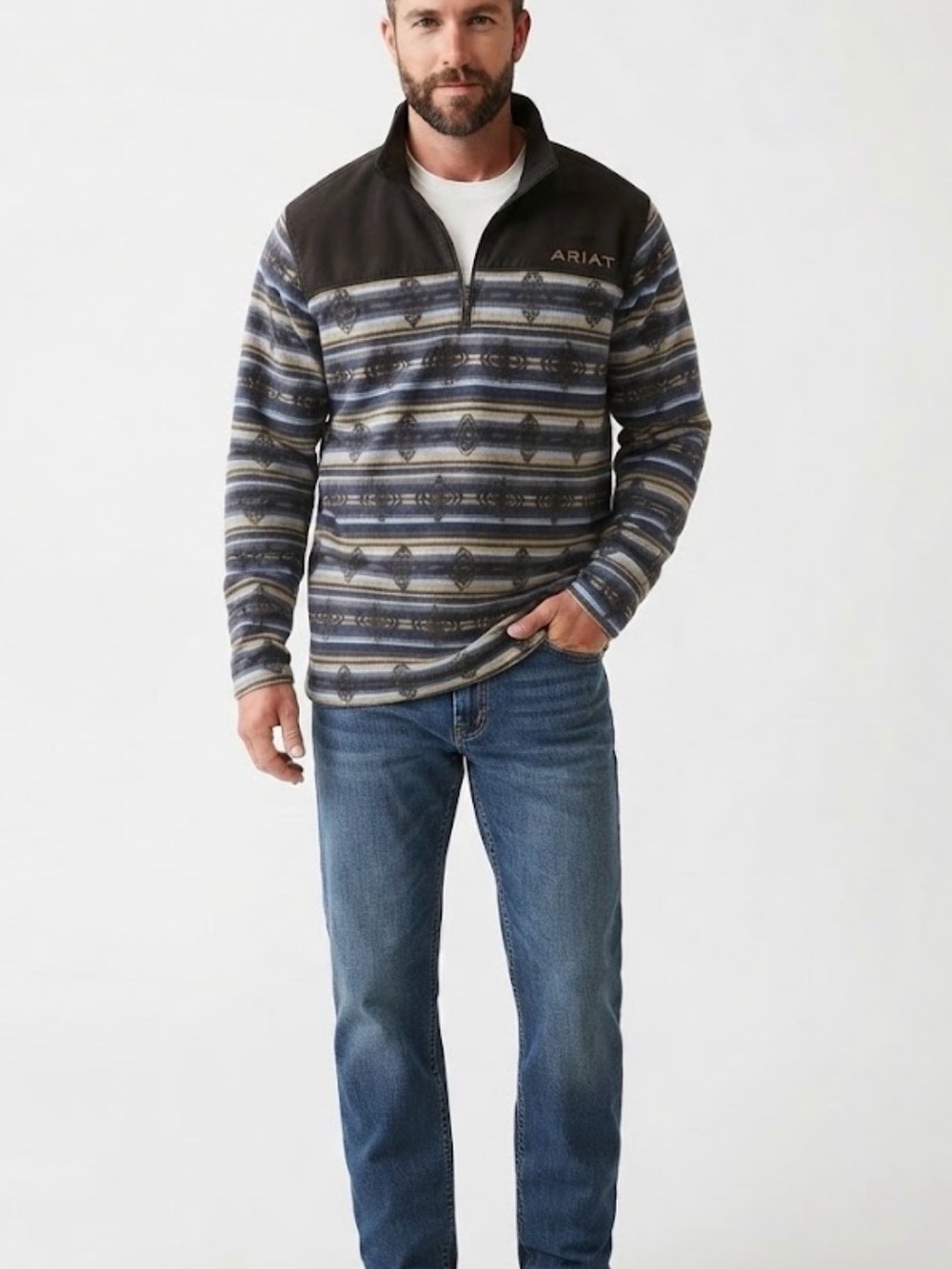 Ariat Men's Aztec Southern Fleece 1/4 Zip Pullover sweater XL